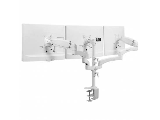 VIVO Triple Monitor Desk Mount - 2 Pneumatic Arms + 1 Fixed - White